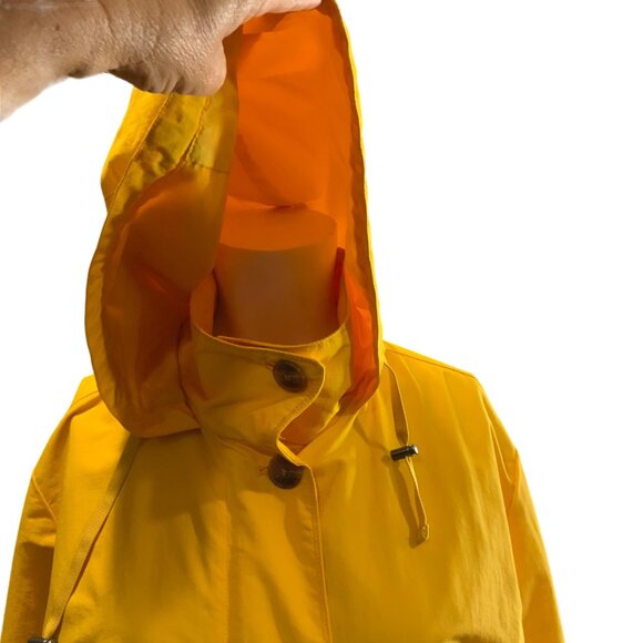 Lands End Women's small yellow hooded rain coat/Storm Jacket zipper & button fro - Picture 10 of 13